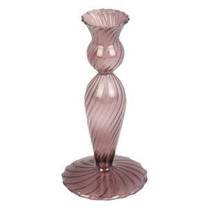 Smeđi stakleni svijećnjak PT LIVING Swirl, visina 17 cm