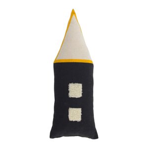 Crno-bež dječji jastuk od organskog pamuka Kave Home Nisi, 13 x 35 cm