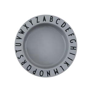 Sivi dječji duboki tanjur Design Letters Eat & Learn, ø 15,5 cm
