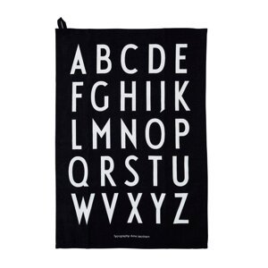 Crna pamučna kuhinjska krpa u setu od 2 kom Design Letters Alphabet, 40 x 60 cm