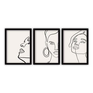 Set od 3 slike u crnim okvirima Vavien Artwork Lines, 35 x 45 cm