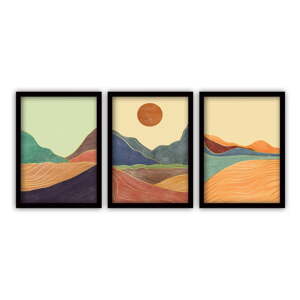 Set od 3 slike u crnim okvirima Vavien Artwork Sunrise, 35 x 45 cm