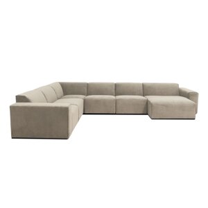 Bež baršunasta modularna sofa u obliku slova U Scandic Sting, desni kut