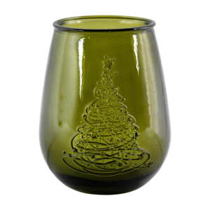 Zelena staklena vaza s božićnim motivom Ego Dekor Arbol de Navidad, visina 13 cm