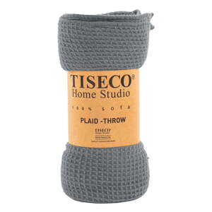 Sivi prekrivač Tiseco Home Studio Mini Waffle, 130 x 170 cm
