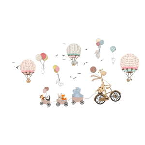 Dječja zidna naljepnica Ambiance Animals and Hot Air Balloons in the Clouds, 90 x 60 cm