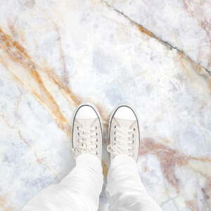 Podna naljepnica Ambiance Authentic White Marble, 40 x 40 cm
