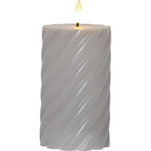Siva voštana LED svijeća Star Trading Flamme Swirl, visina 15 cm