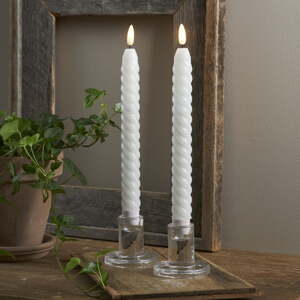 Set od 2 LED svijeće od bijelog voska Star Trading Flamme Swirl Antique, visina 25 cm