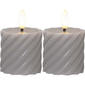 Set od 2 sive voštane LED svijeće Star Trading Flamme Swirl, visina 7,5 cm