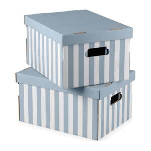 Kartonske kutije za pohranu u setu  2 kom s poklopcem Stripes – Compactor