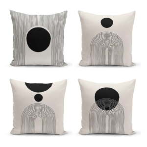 Crno-bež jastučnice u setu 4 kom 43x43 cm - Minimalist Cushion Covers