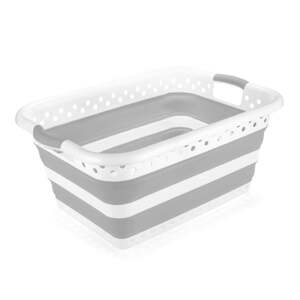 Bijelo-siva plastična košara za rublje 40 l - Addis