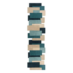 Plava/bež vunena staza 60x230 cm Abstract Collage – Flair Rugs