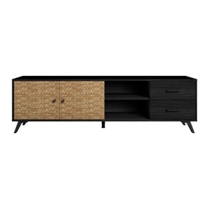 Crna TV komoda u egzotičnom drvenom dekoru 181x53 cm Hanoi - Marckeric
