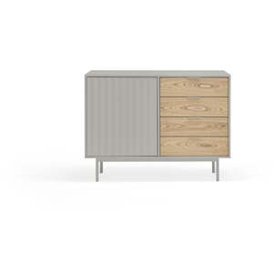 Siva/u prirodnoj boji niska komoda u dekoru hrasta 108x80 cm Sierra – Teulat