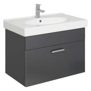 Tamno sivi viseći ormarić s umivaonikom bez slavine 80x57 cm Set 311 - Pelipal