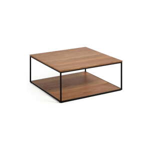 Smeđi stolić za kavu s pločom u drvenom dekoru oraha 80x80 cm Yona - Kave Home