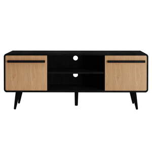 Crna TV komoda u dekoru hrasta 140x53 cm Chantal - Støraa