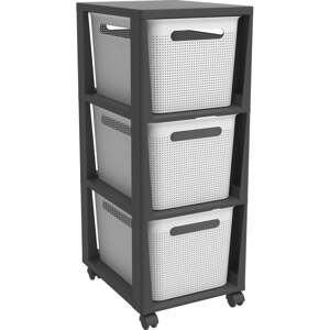 Bijelo-crni plastični mobilni poličar 30x77 cm Brisen - Rotho
