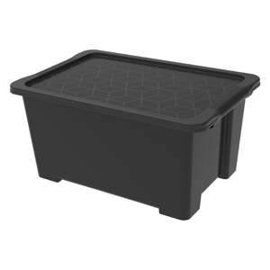 Sjajna crna plastična kutija za pohranu s poklopcem Evo Easy - Rotho