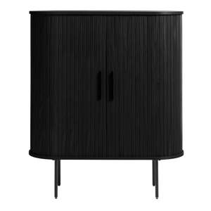 Crni ormarić u dekoru hrasta s kliznim vratima 100x118 cm Nola – Unique Furniture