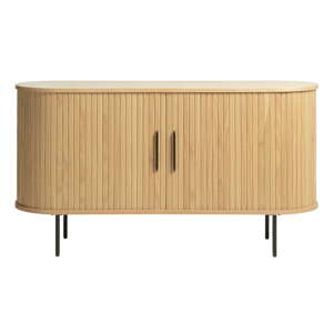 Niska komoda u dekoru hrasta s kliznim vratima u prirodnoj boji 140x76 cm Nola – Unique Furniture