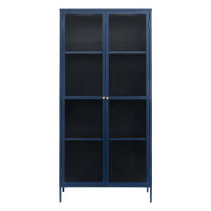 Tamnoplava metalna vitrina 90x190 cm Bronco - Unique Furniture