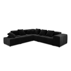 Crna baršunasta kutna garnitura (varijabilna) Rome Velvet - Cosmopolitan Design
