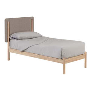 Krevet od kaučukovog drveta s podnicom u sivoj-prirodnoj boji 90x190 cm Shayndel - Kave Home
