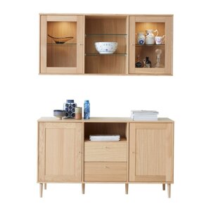 Set zidne vitrine s rasvjetom i komode u dekoru hrasta 133x136 cm Mistral - Hammel Furniture