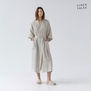 Bež platneni kućni ogrtač veličine L/XL Summer - Linen Tales