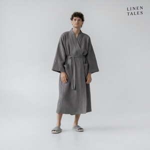 Tamno sivi kućni ogrtač veličine S/M Honeycomb - Linen Tales