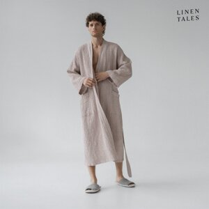 Bež kućni ogrtač veličine XXL Honeycomb - Linen Tales