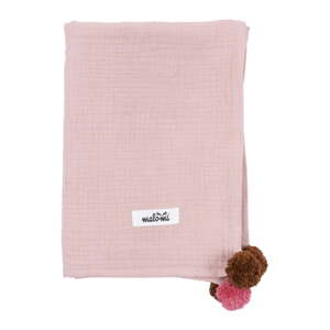 Dekica za bebe od ružičastog muslina 100x140 cm Pompon - Malomi Kids