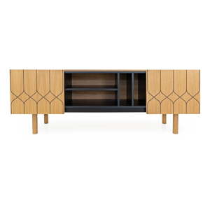 TV stol u dekoru hrasta u crno-prirodnoj boji 175x60 cm Porto - Woodman
