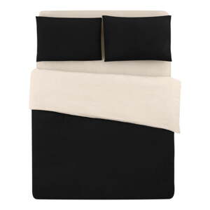 Crno-krem pamučna posteljina za bračni krevet/s produženom plahtom  200x220 cm - Mila Home