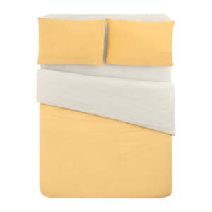 Žuto-krem pamučna posteljina za bračni krevet/s produženom plahtom  200x220 cm - Mila Home