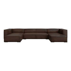 Tamnosmeđa kožna kutna garnitura (oblika slova "U") Madame - Windsor & Co Sofas