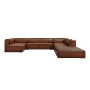 Konjak smeđa kožna kutna garnitura (desni kut) Madame - Windsor & Co Sofas