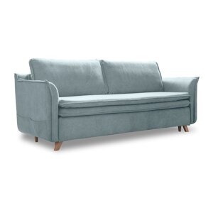 Svijetlo plava baršunasti sklopiva sofa 225 cm Charming Charlie – Miuform
