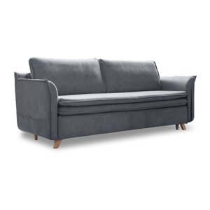 Siva baršunasti sklopiva sofa 225 cm Charming Charlie – Miuform