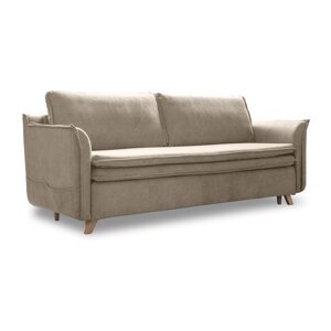 Bež baršunasti sklopiva sofa 225 cm Charming Charlie – Miuform