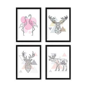 Slike u setu 4 kom 24x29 cm Geometric Animals – Wallity