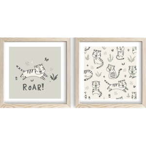 Dječje slike u setu od 2 kom 33x33 cm Roar - Wallity