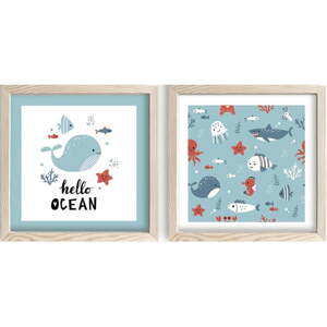 Dječje slike u setu od 2 kom 33x33 cm Hello Ocean - Wallity