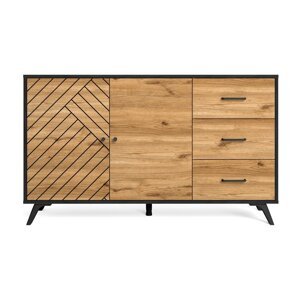 Crna/natur niska komoda u dekoru hrasta 136x81 cm Zebra - Marckeric