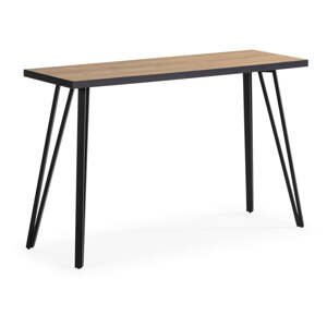 Crni/u prirodnoj boji pomoćni stol s pločom stola u dekoru hrasta 60x120 cm Sindi – Marckeric
