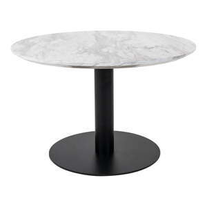 Bijeli/crni okrugli stolić za kavu s pločom stola u mramornom dekoru 70x70 cm Bolzano – House Nordic