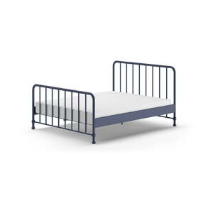 Plavi metalni bračni krevet s podnicom 160x200 cm BRONXX – Vipack